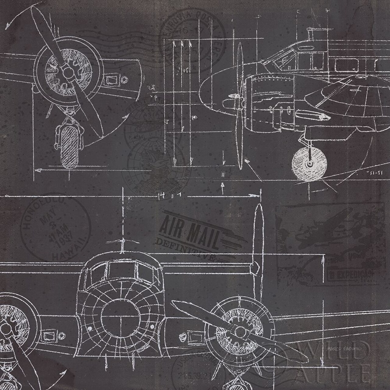 Plane Blueprint III Poster Print by Marco Fabiano - Item # VARPDX14260